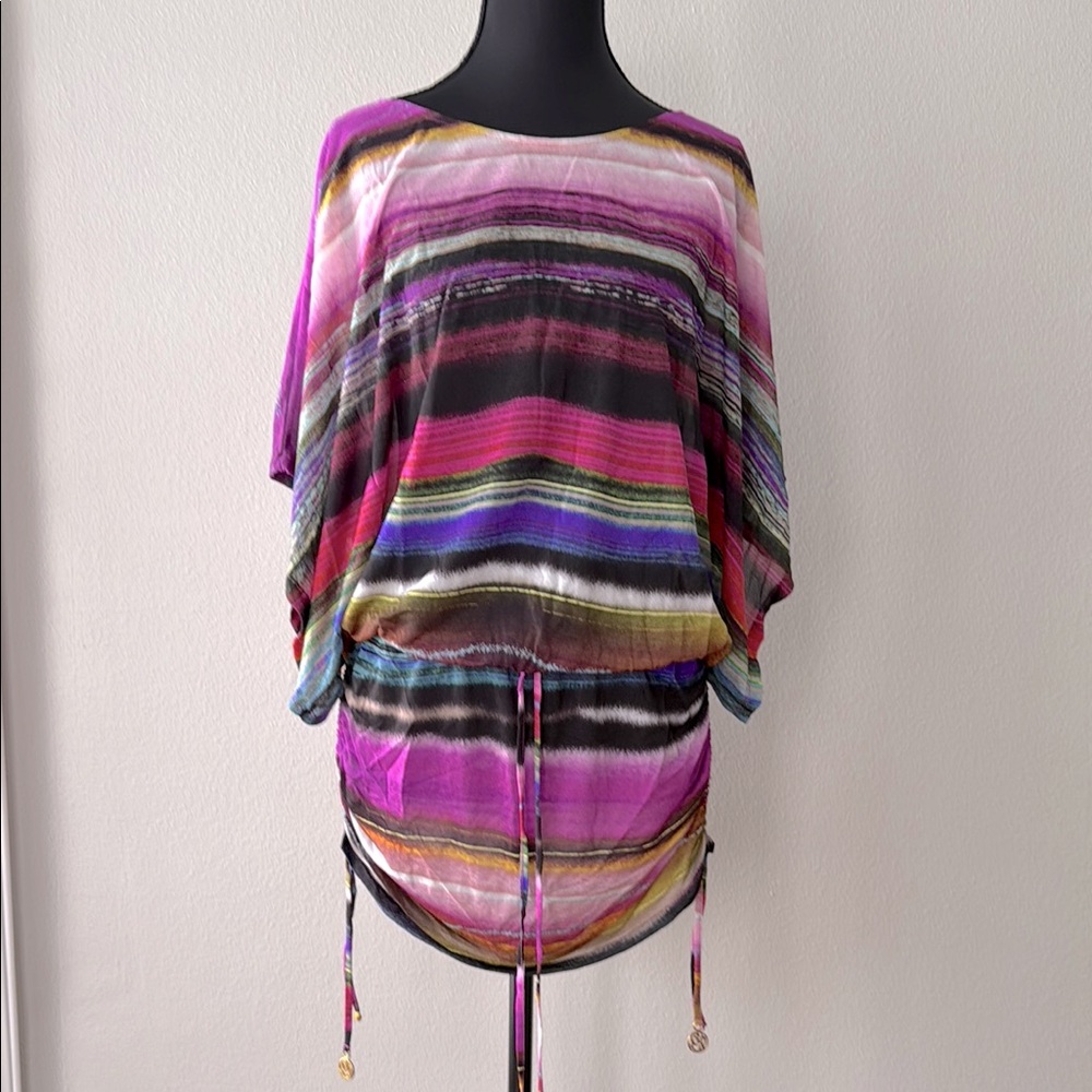 Vibrant Multicolor swim cover up mini dress